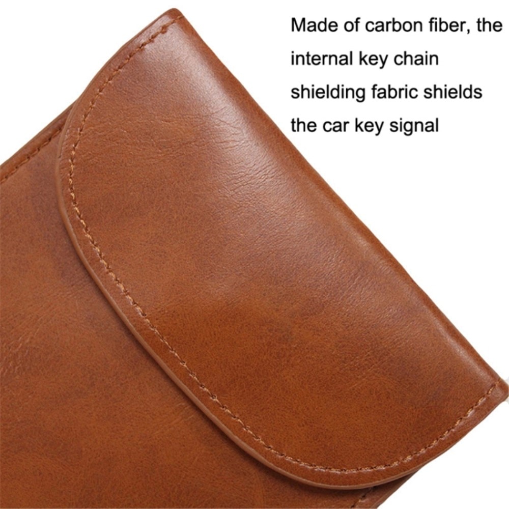 Car Key Case w.  RFID protection Leather Brown