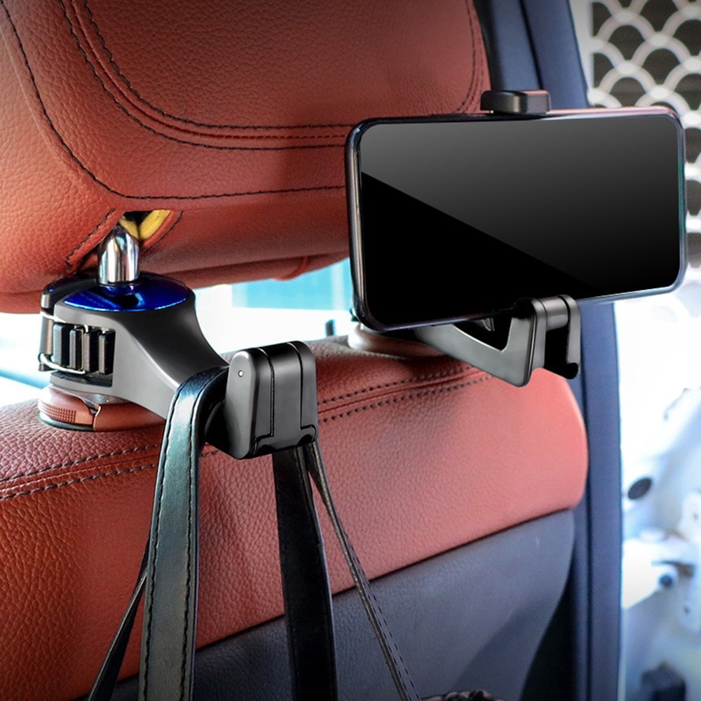 Car Headrest Mobile Holder/Hook, Black