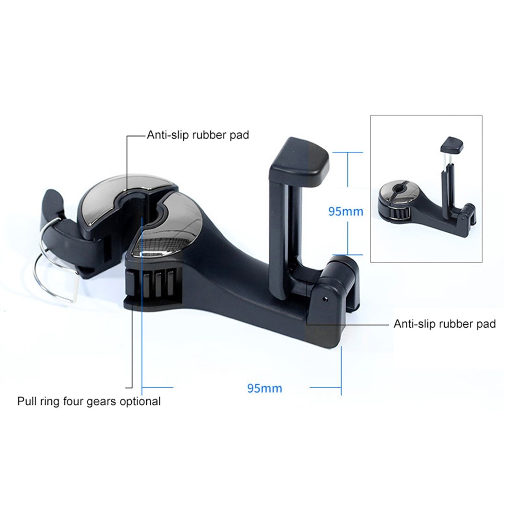 Car Headrest Mobile Holder/Hook, Black