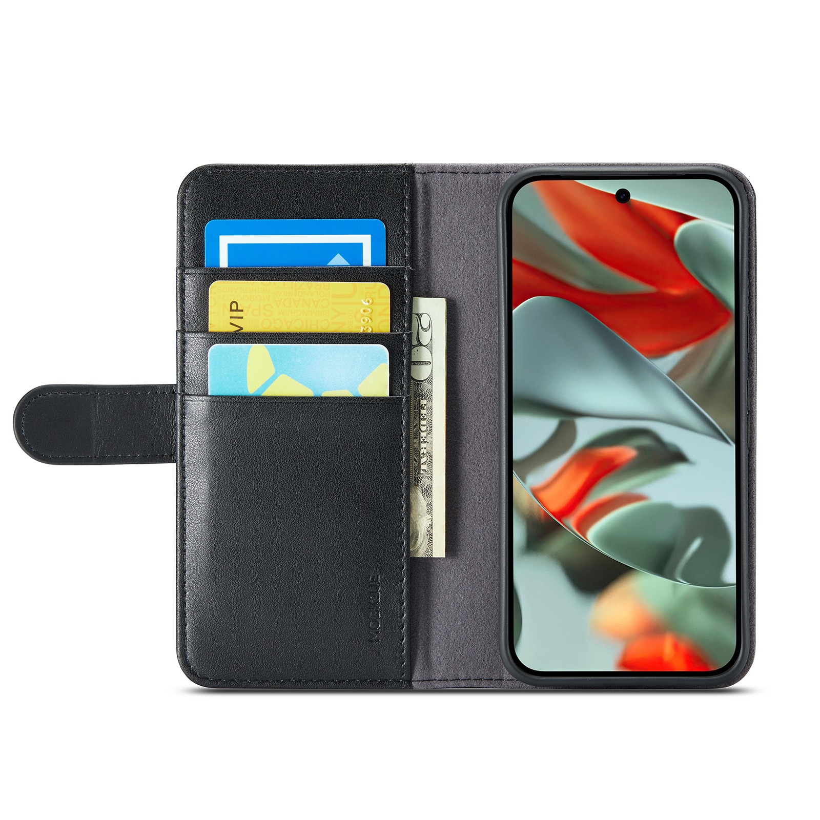 Google Pixel 10 Pro Genuine Leather Wallet Case Black