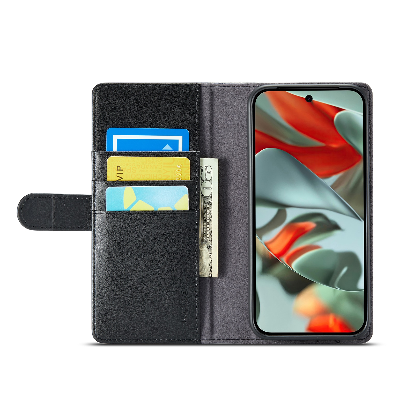Google Pixel 10 Pro XL Genuine Leather Wallet Case Black
