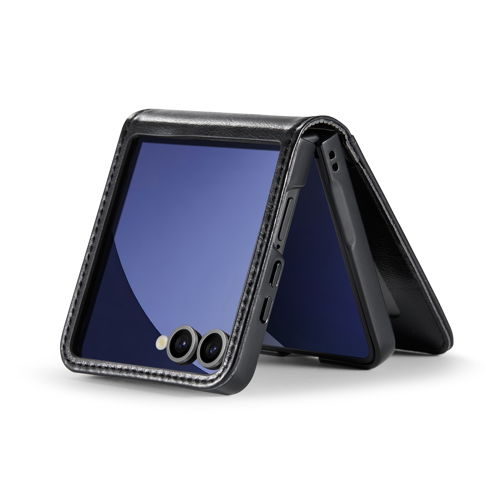 Samsung Galaxy Z Flip 7 Genuine Leather Wallet Case Black