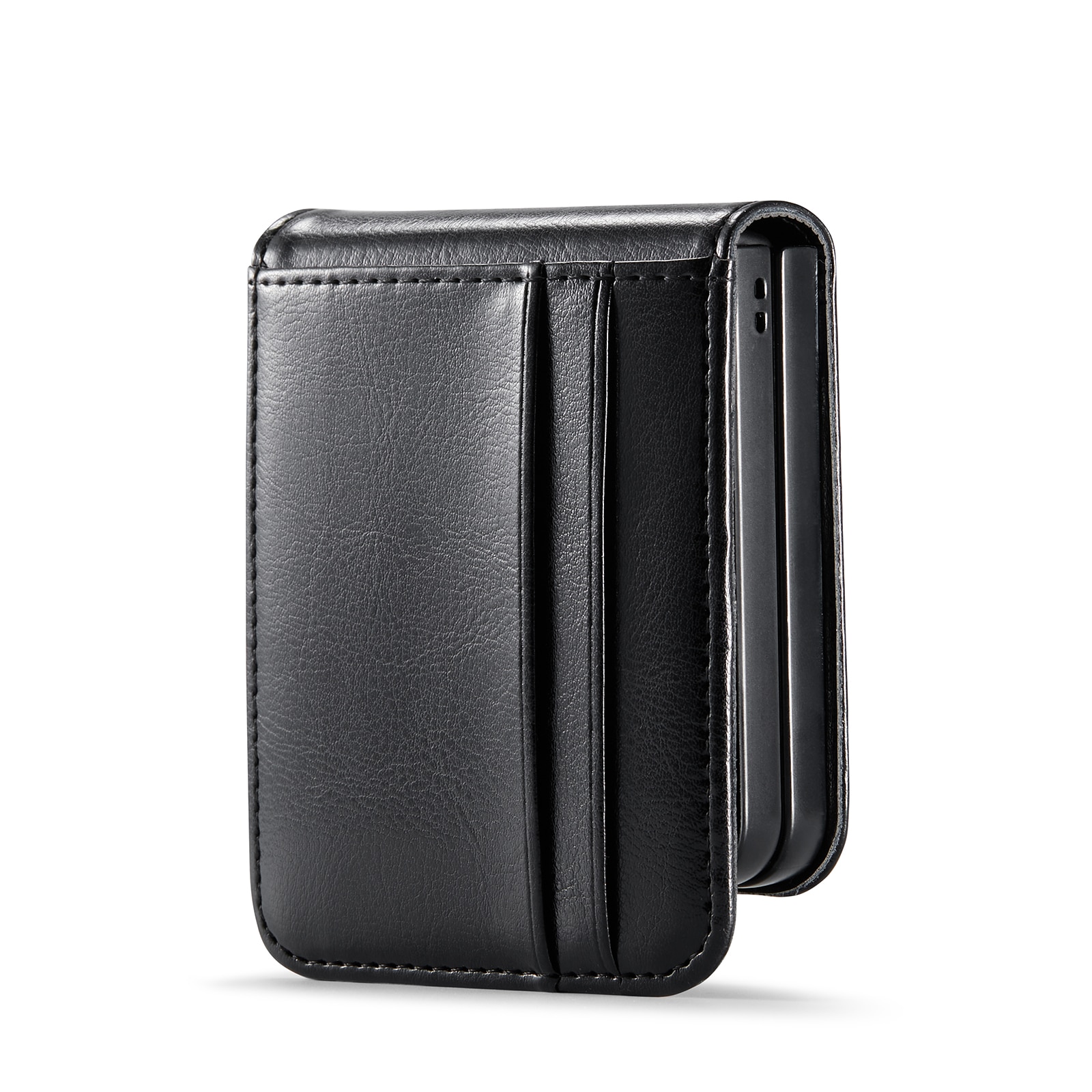 Samsung Galaxy Z Flip 7 Genuine Leather Wallet Case Black