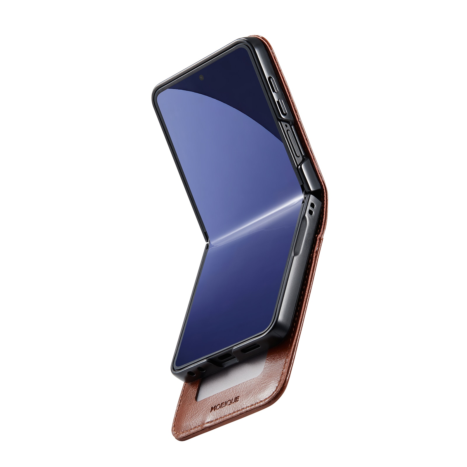 Samsung Galaxy Z Flip 7 Genuine Leather Wallet Case Cognac