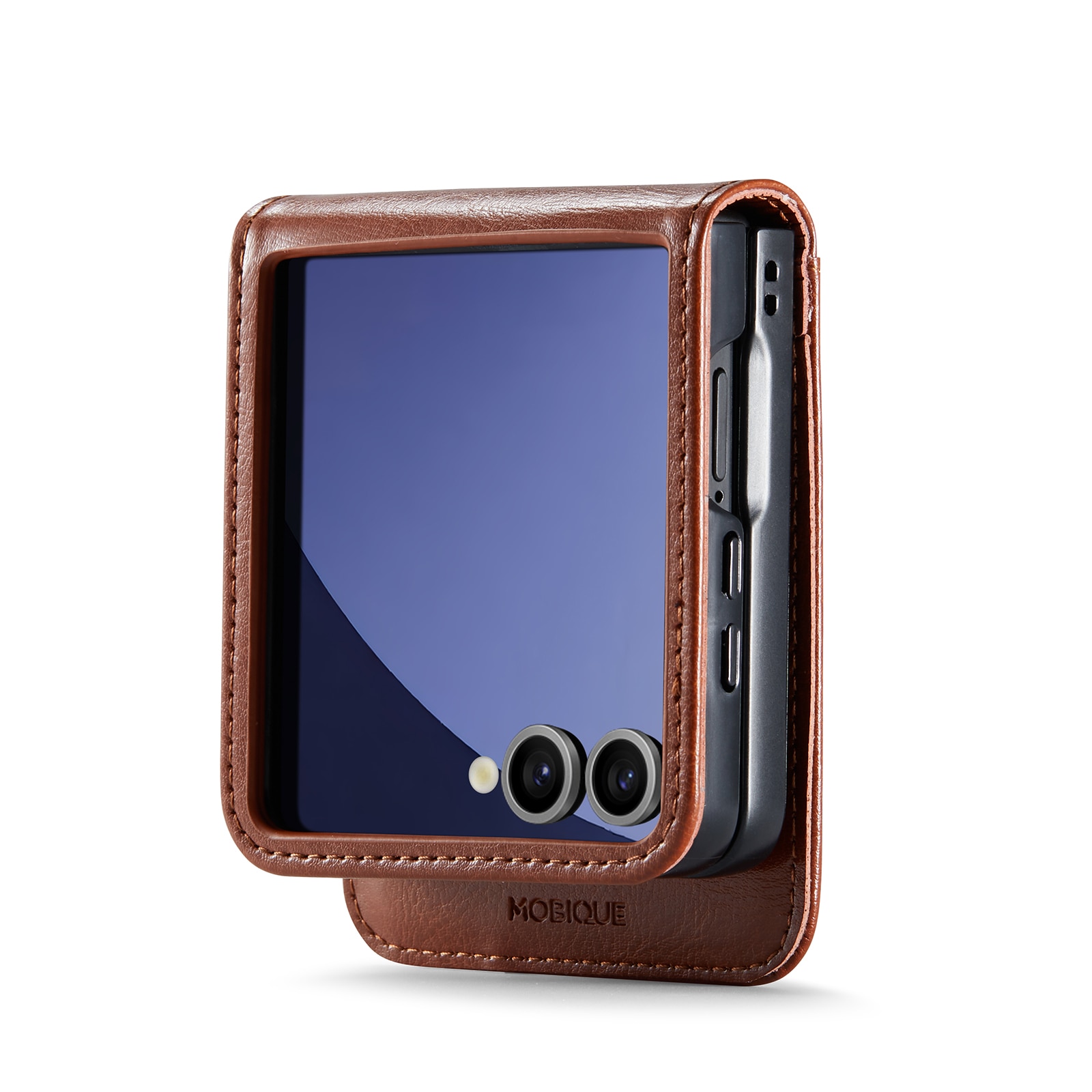 Samsung Galaxy Z Flip 7 Genuine Leather Wallet Case Cognac