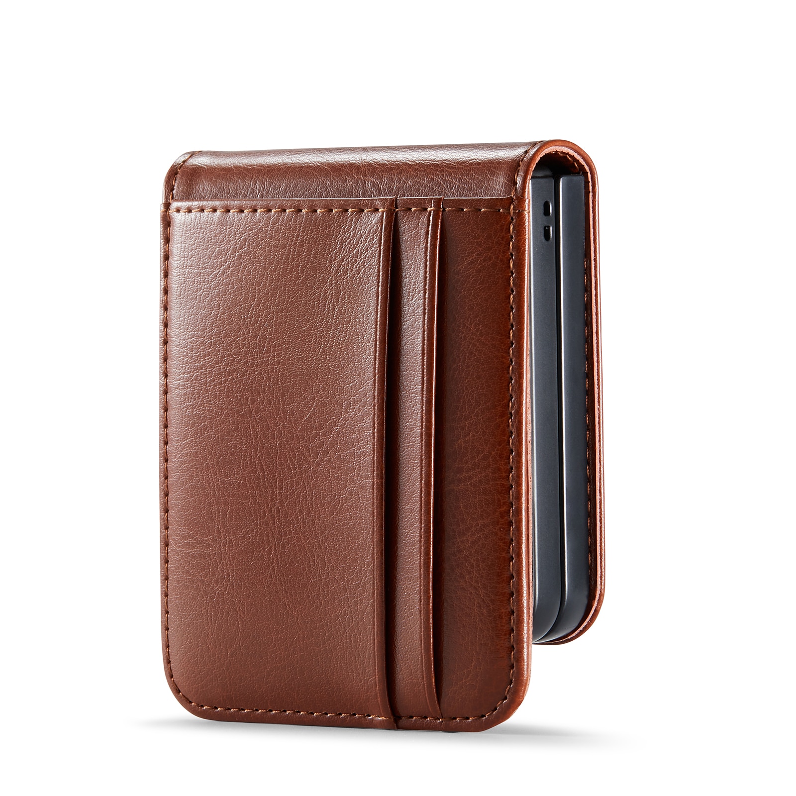 Samsung Galaxy Z Flip 7 Genuine Leather Wallet Case Cognac