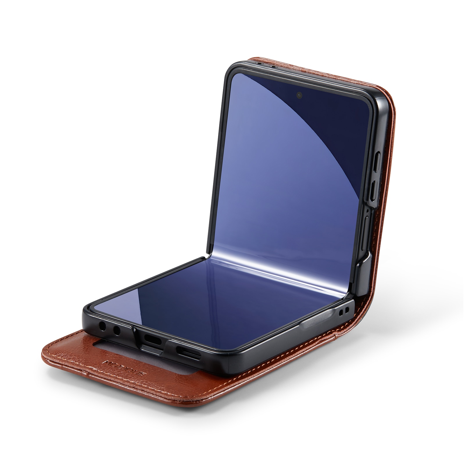 Samsung Galaxy Z Flip 7 Genuine Leather Wallet Case Cognac