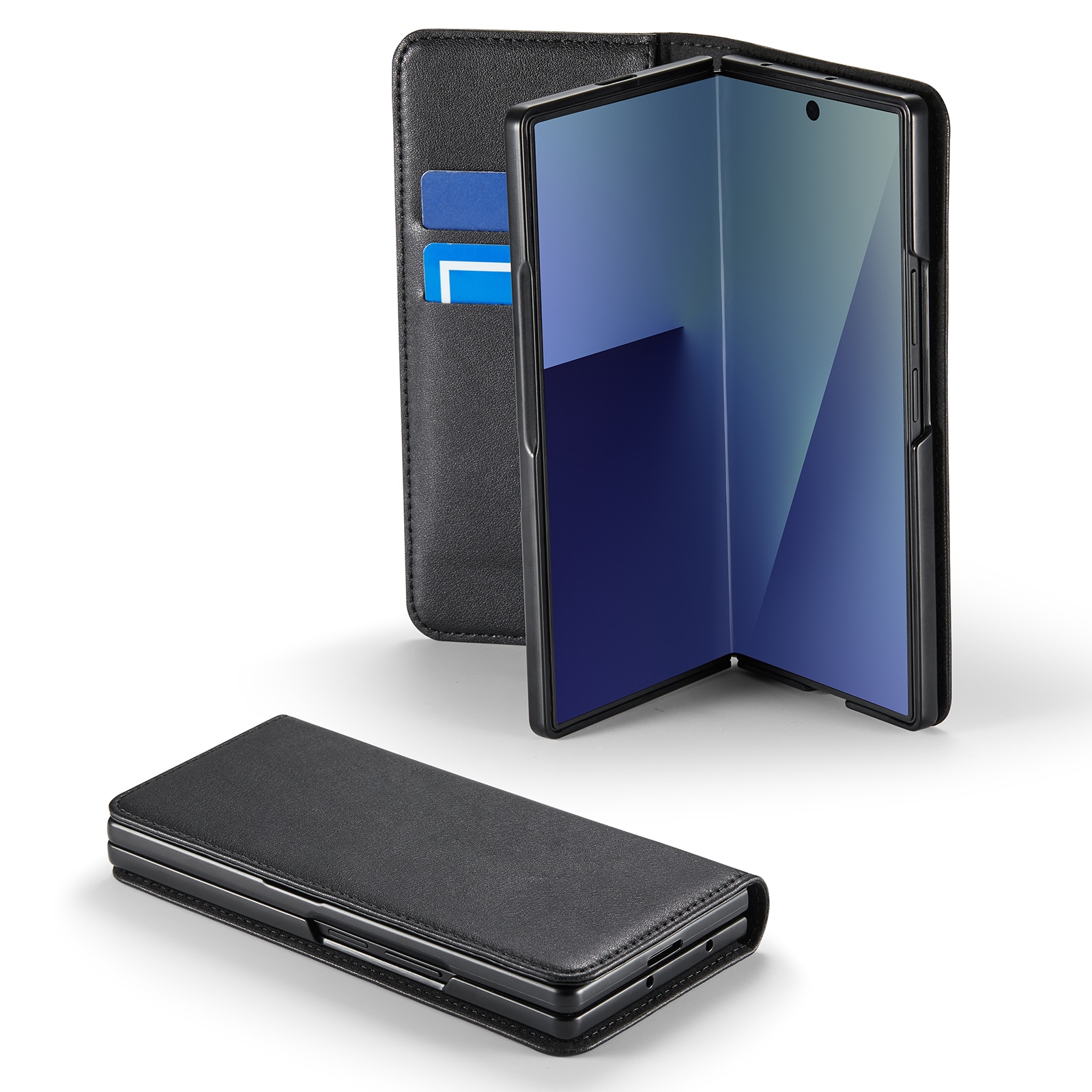 Samsung Galaxy Z Fold 7 Genuine Leather Wallet Case Black