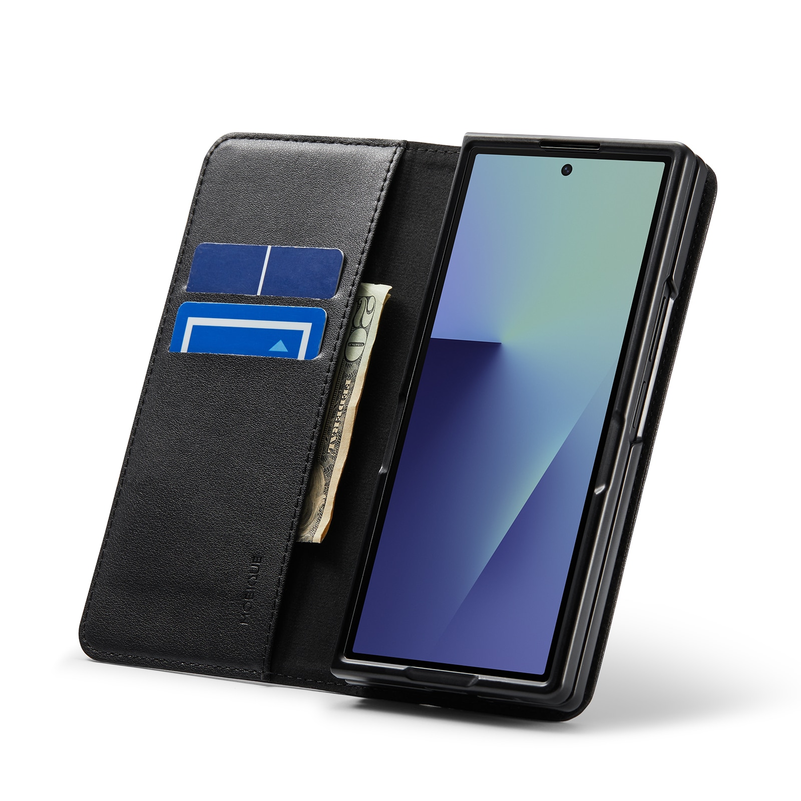 Samsung Galaxy Z Fold 7 Genuine Leather Wallet Case Black
