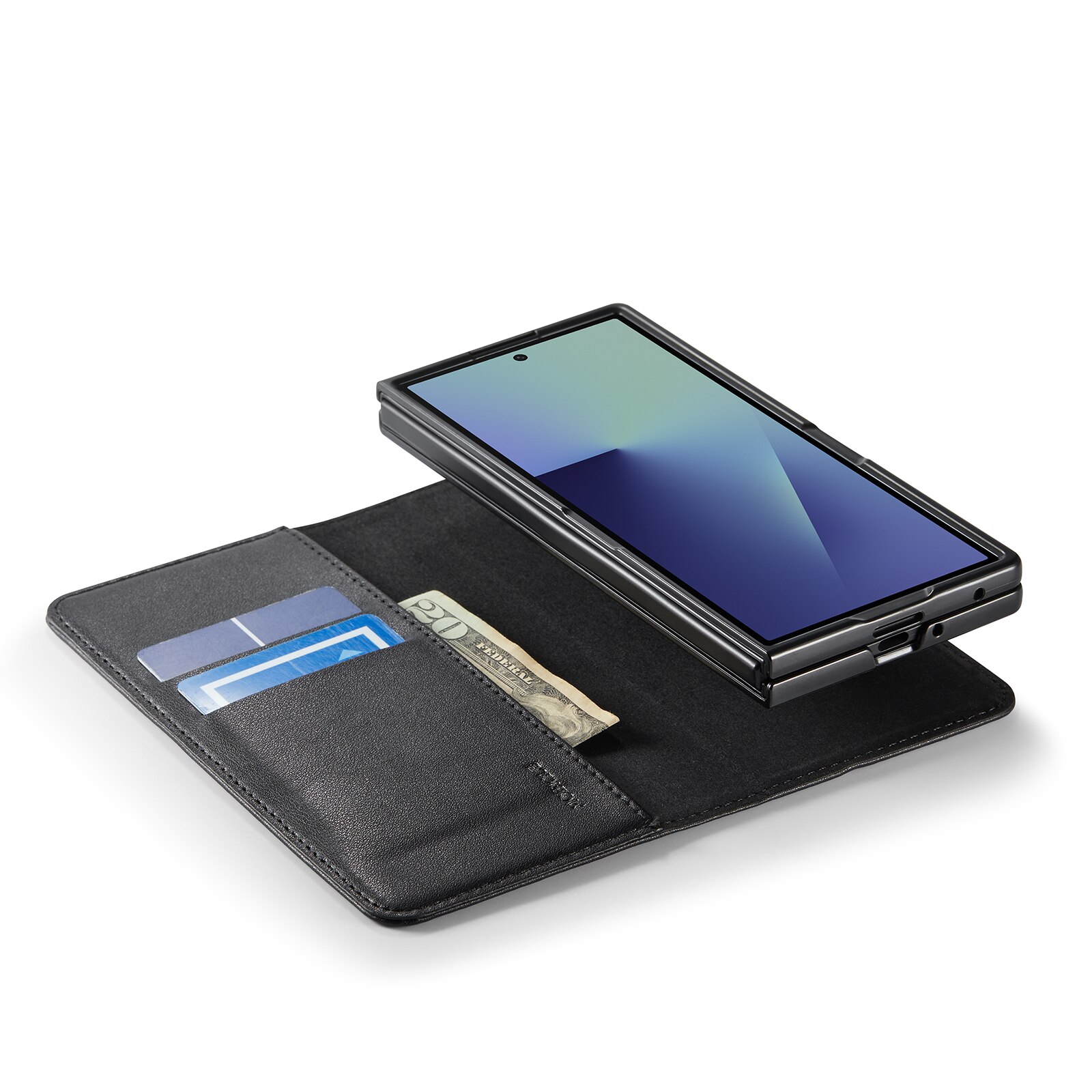 Samsung Galaxy Z Fold 7 Genuine Leather Wallet Case Black