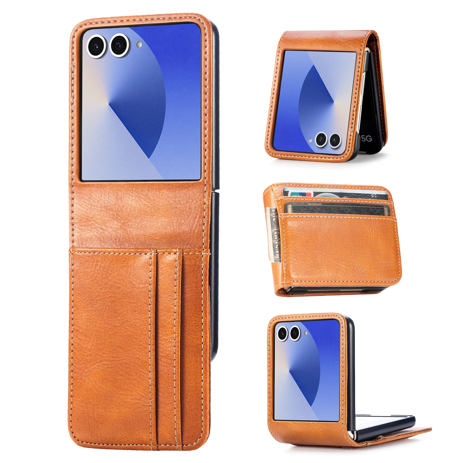 Samsung Galaxy Z Flip 7 Wallet Book Cover Cognac
