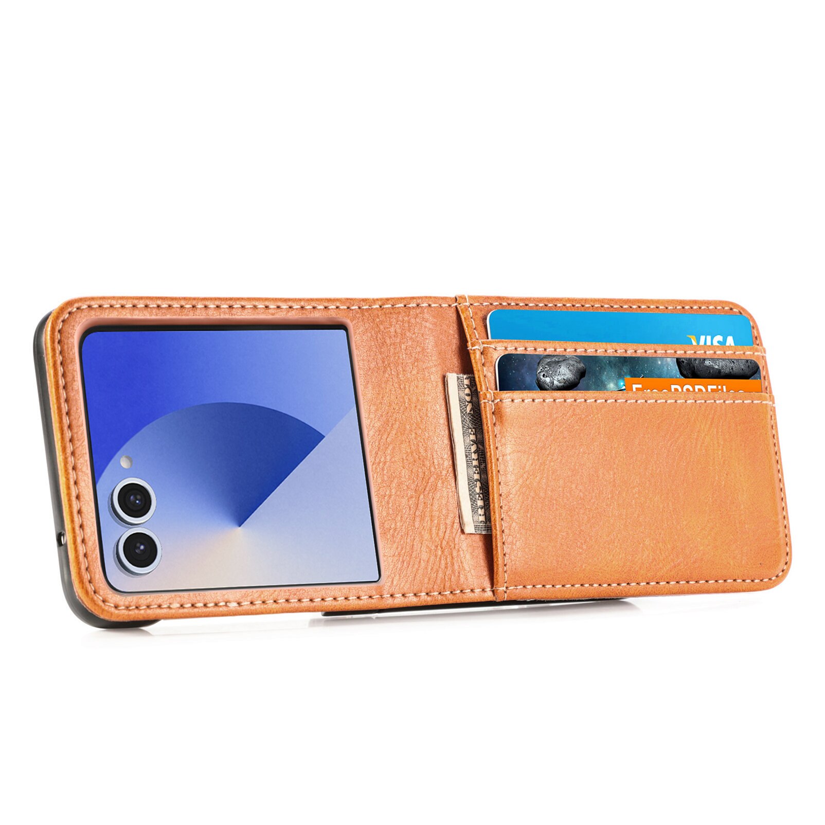 Samsung Galaxy Z Flip 7 Wallet Book Cover Cognac
