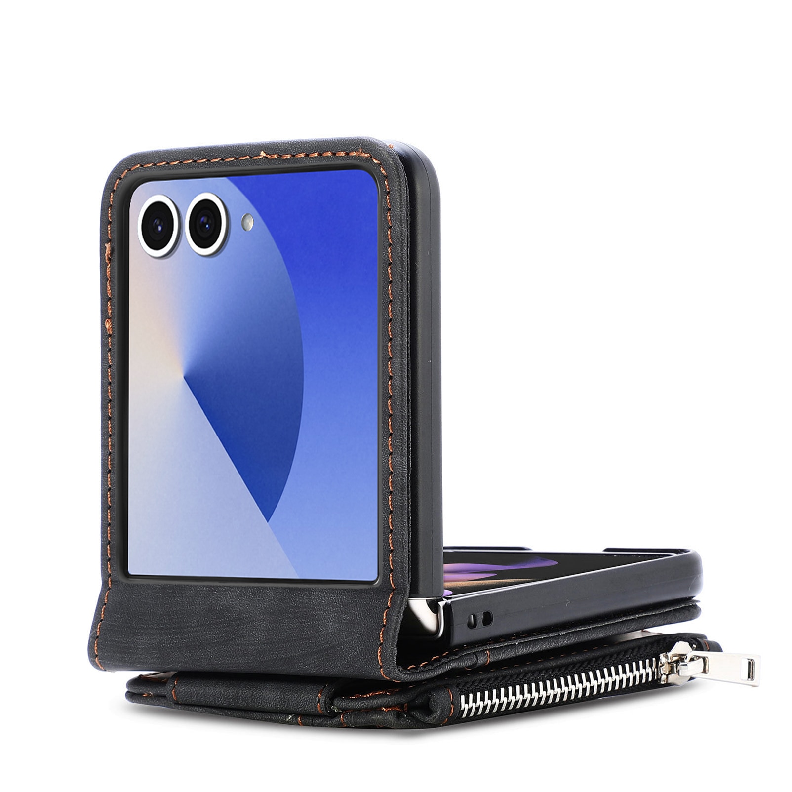 Samsung Galaxy Z Flip 7 Zipper Multi-slot Wallet Case Black