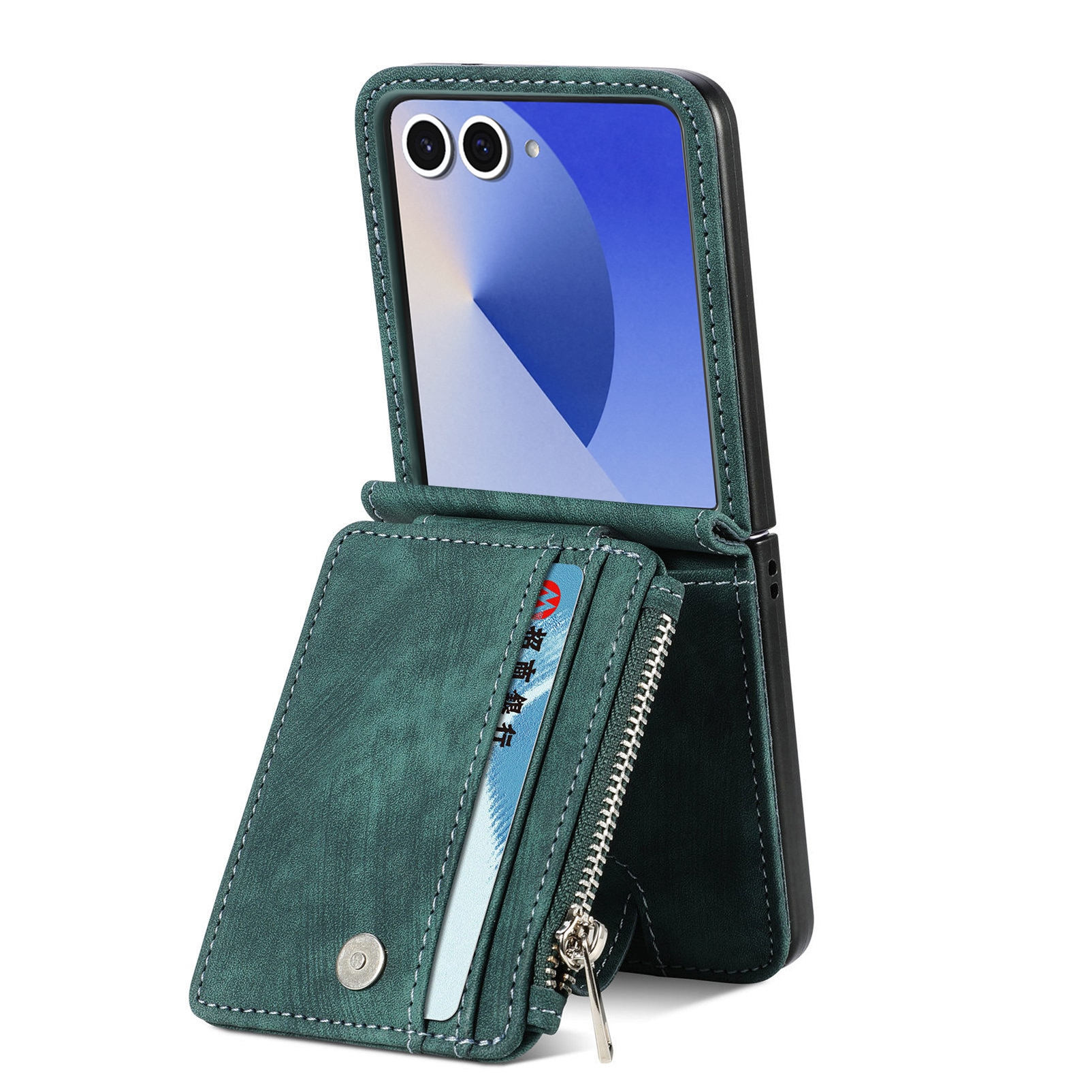Samsung Galaxy Z Flip 7 Zipper Multi-slot Wallet Case Green