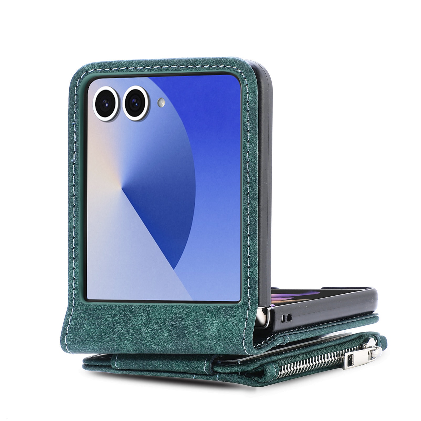Samsung Galaxy Z Flip 7 Zipper Multi-slot Wallet Case Green
