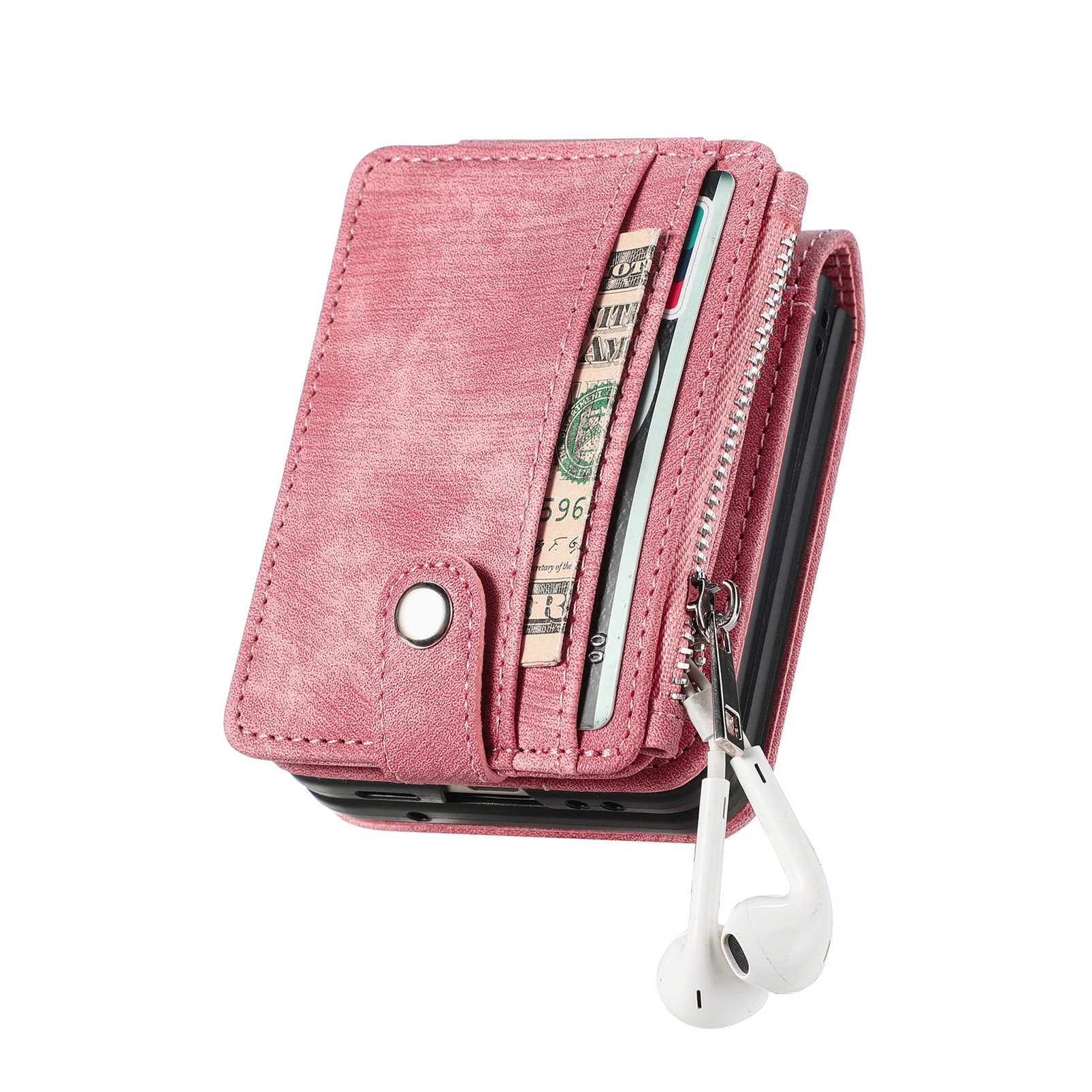 Samsung Galaxy Z Flip 7 Zipper Multi-slot Wallet Case Pink