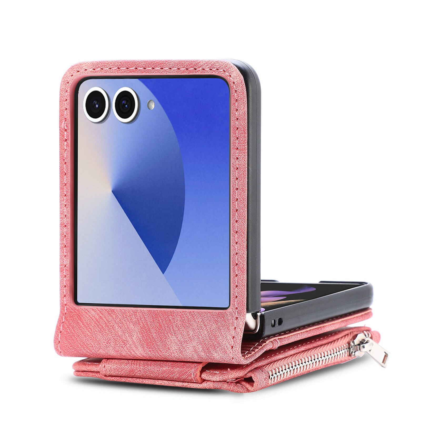 Samsung Galaxy Z Flip 7 Zipper Multi-slot Wallet Case Pink