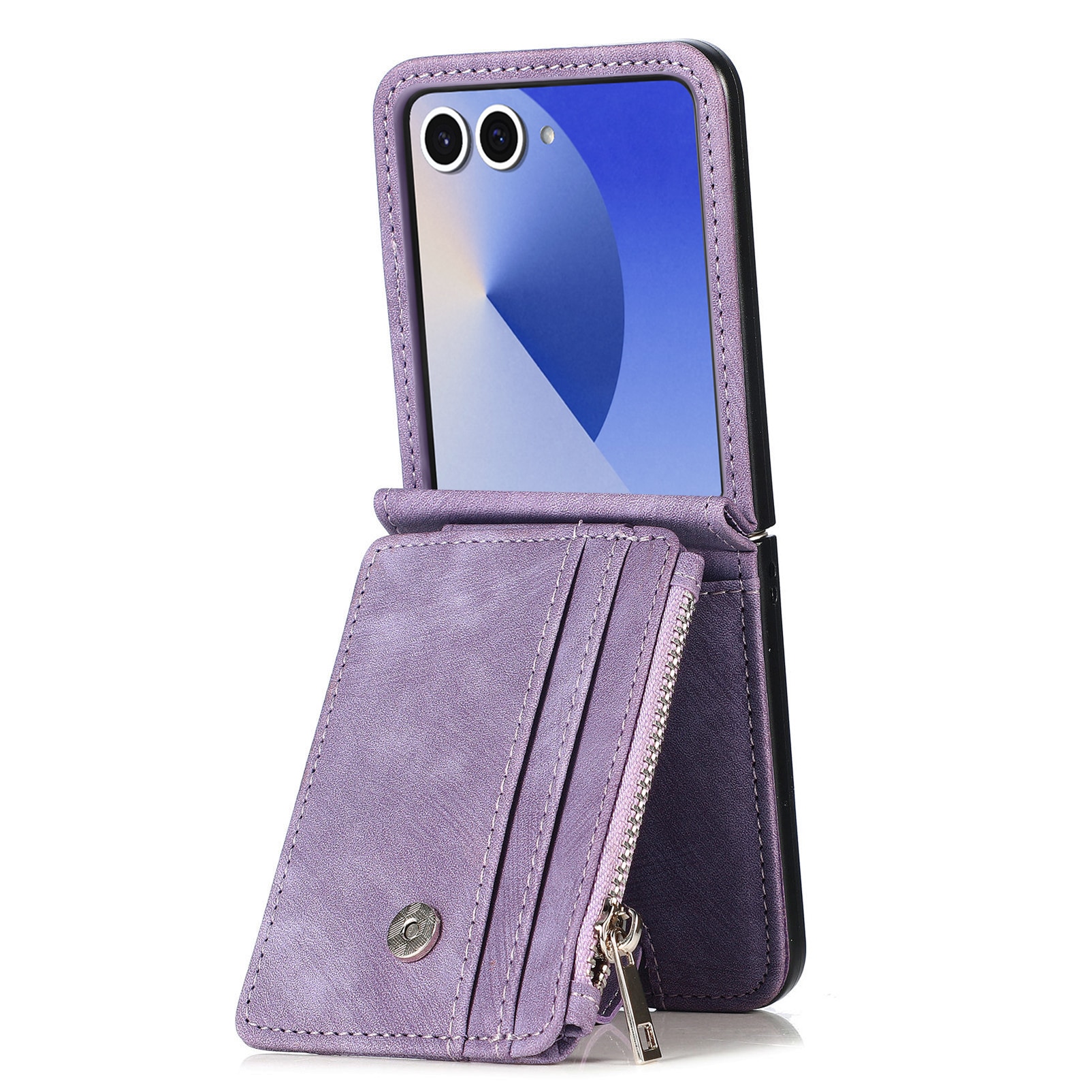 Samsung Galaxy Z Flip 7 Zipper Multi-slot Wallet Case Purple