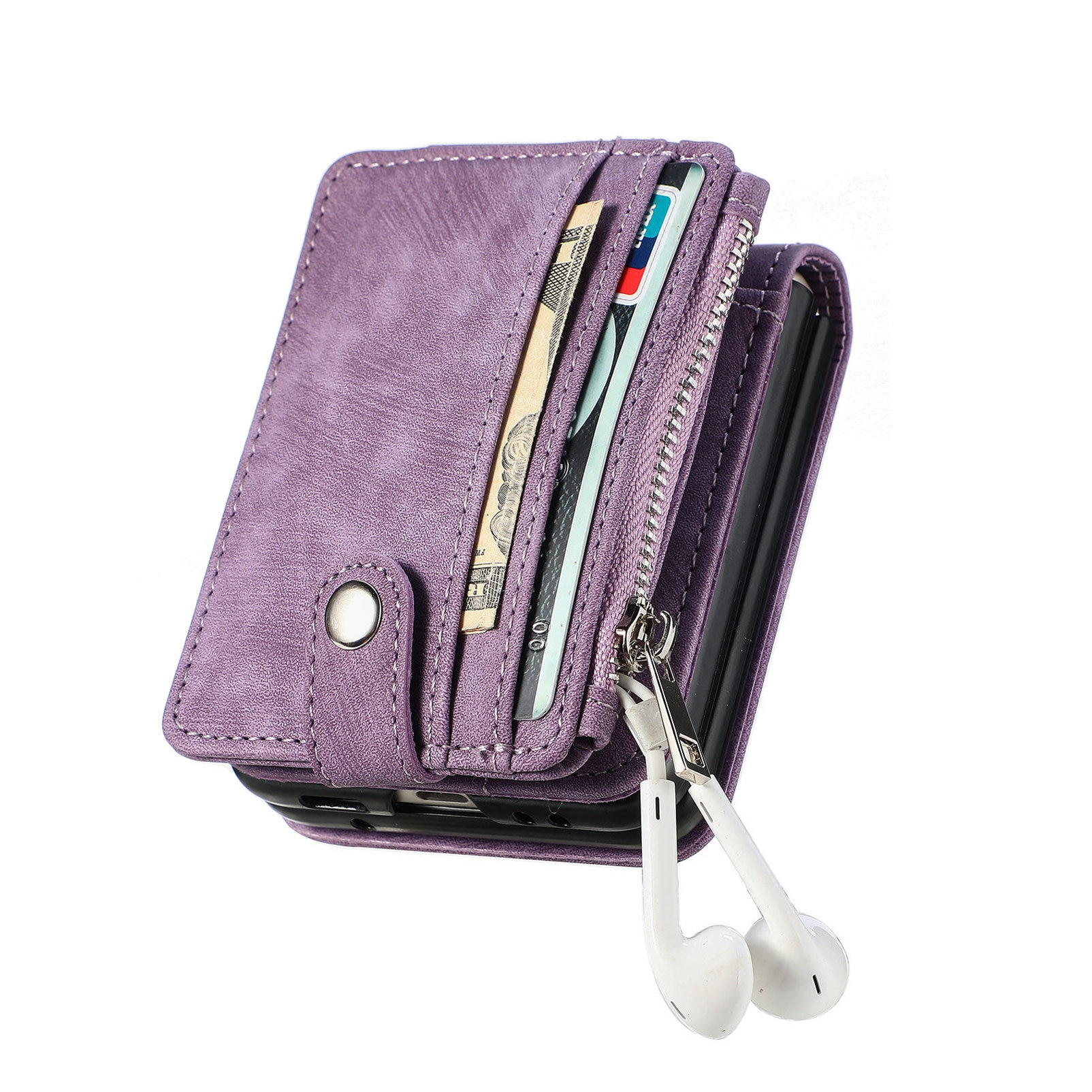 Samsung Galaxy Z Flip 7 Zipper Multi-slot Wallet Case Purple