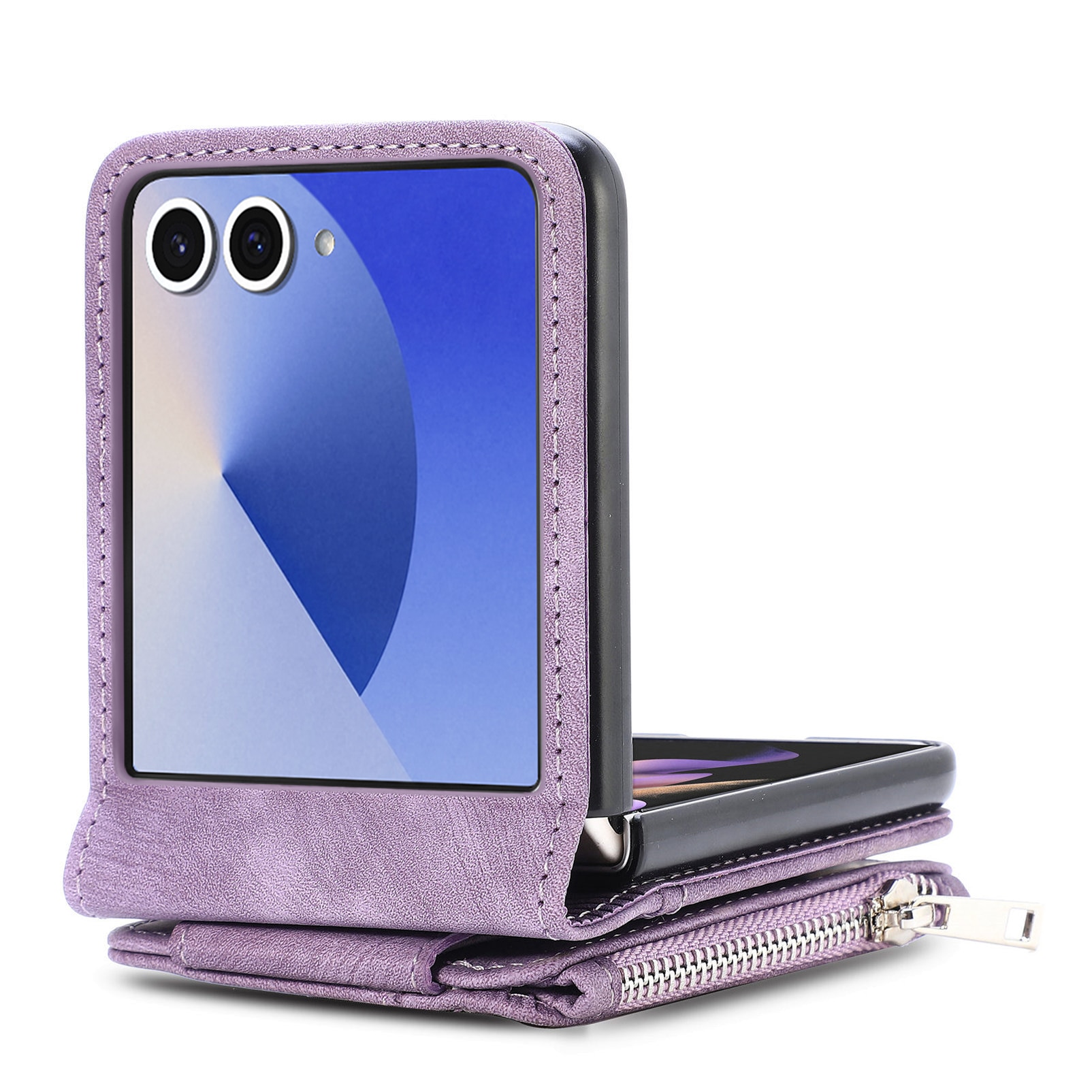 Samsung Galaxy Z Flip 7 Zipper Multi-slot Wallet Case Purple