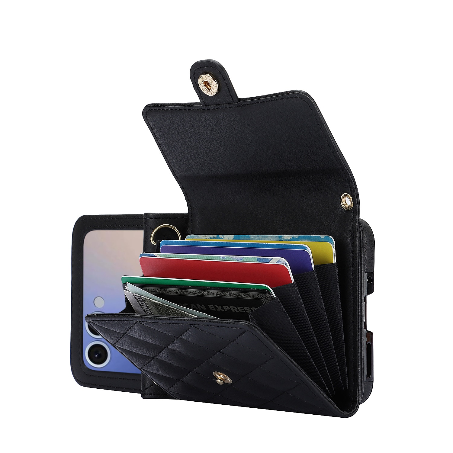 Samsung Galaxy Z Flip 7 RFID blocking Wallet/Purse Quilted Black