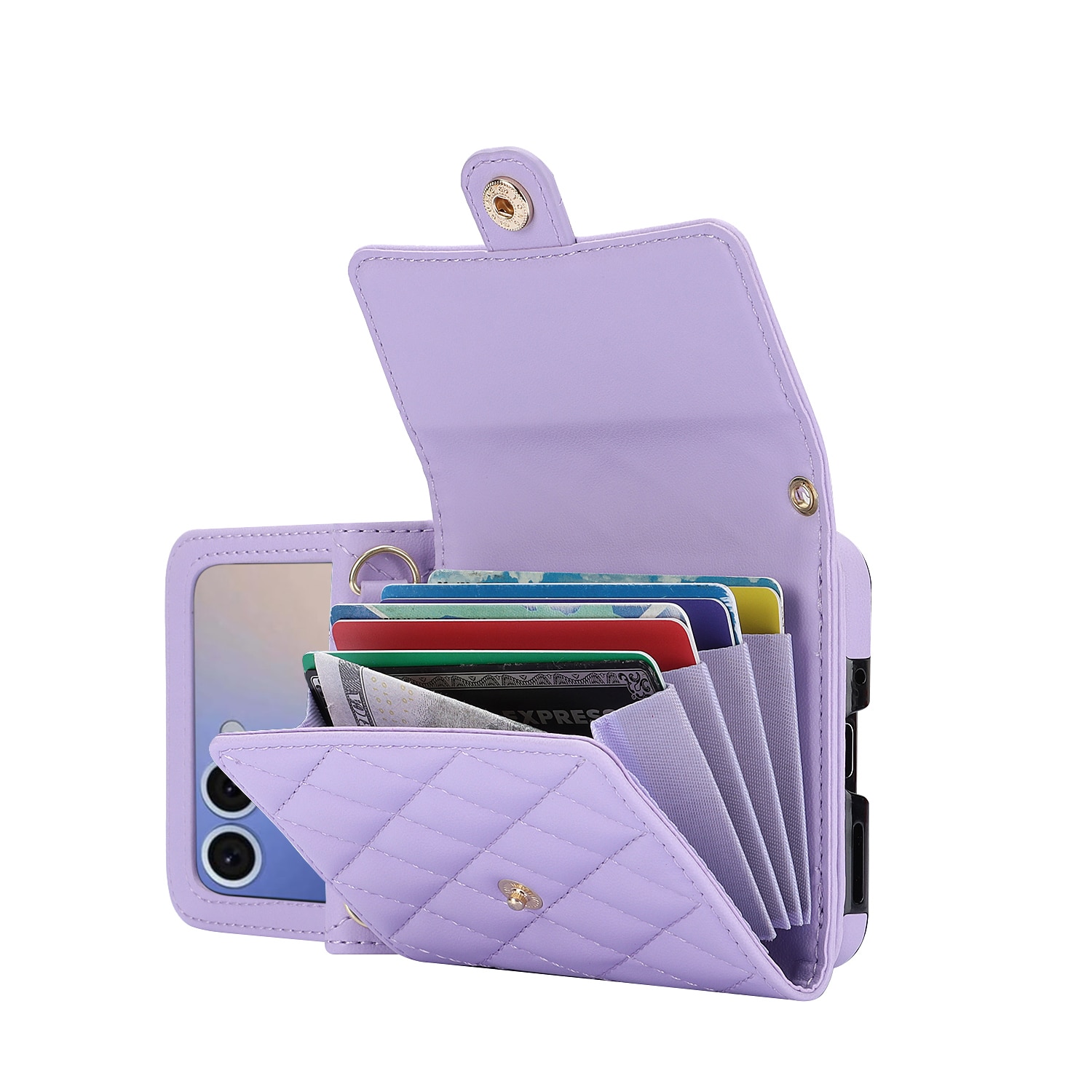 Samsung Galaxy Z Flip 7 RFID blocking Wallet/Purse Quilted Purple