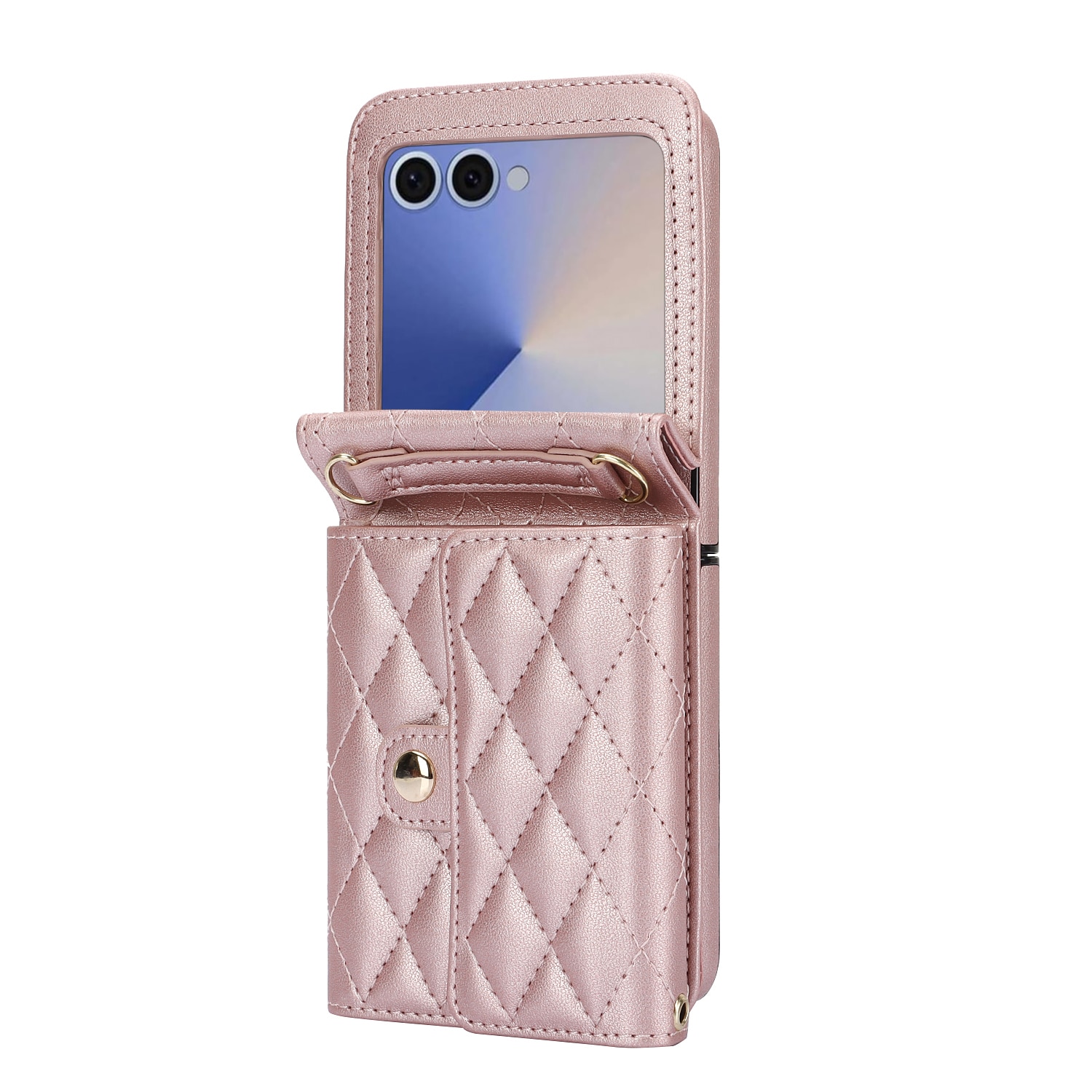 Samsung Galaxy Z Flip 7 RFID blocking Wallet/Purse Quilted Rose Gold