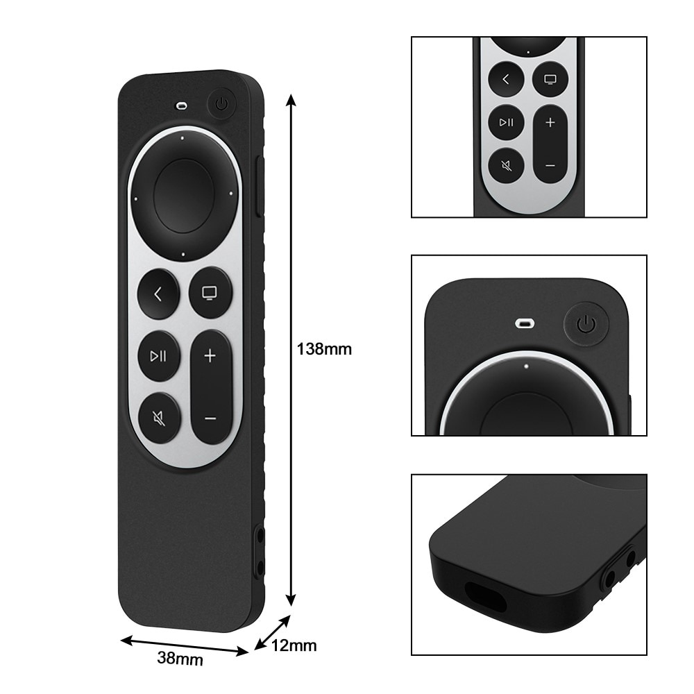 Ribbed Silicone Case Apple TV 4K Siri Remote Black