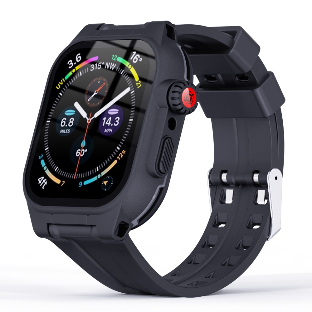 Apple Watch 45mm Series 9 Waterproof Case with Silicone Band Black