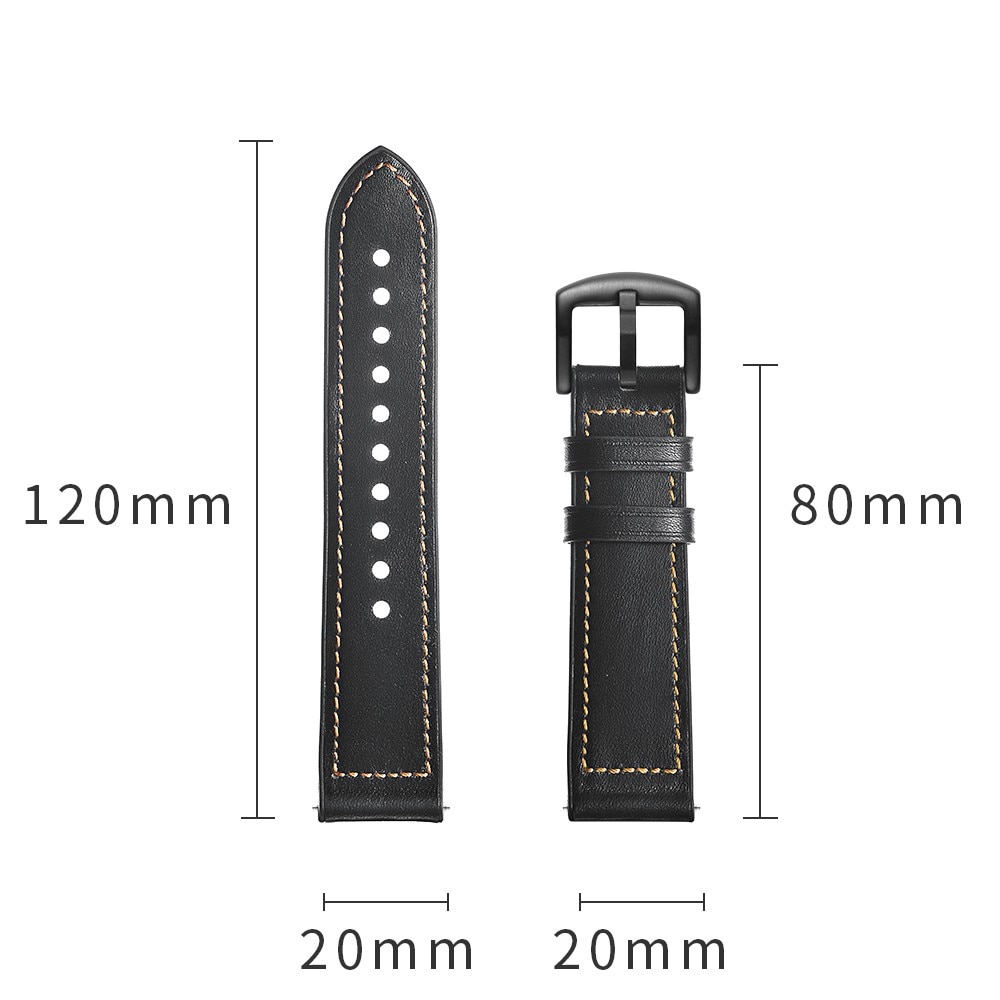 Universal 20mm Premium Leather Band Black