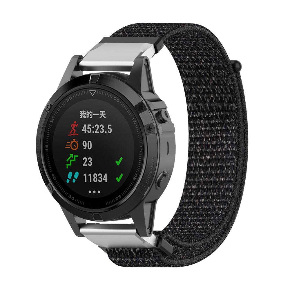 Garmin Fenix 5/5 Plus/6/6 Pro/7 Nylon Strap Black/Silver