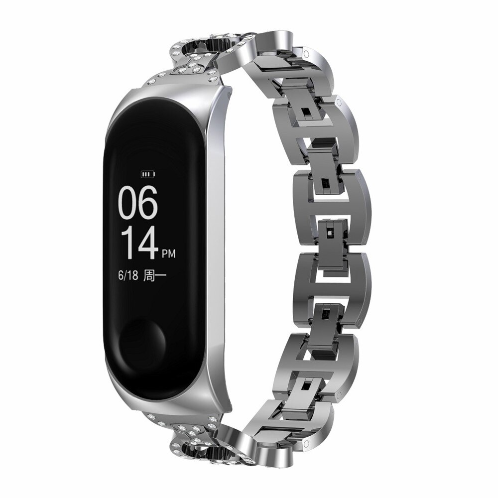 Xiaomi Mi Band 5/6 Rhinestone Bracelet Silver