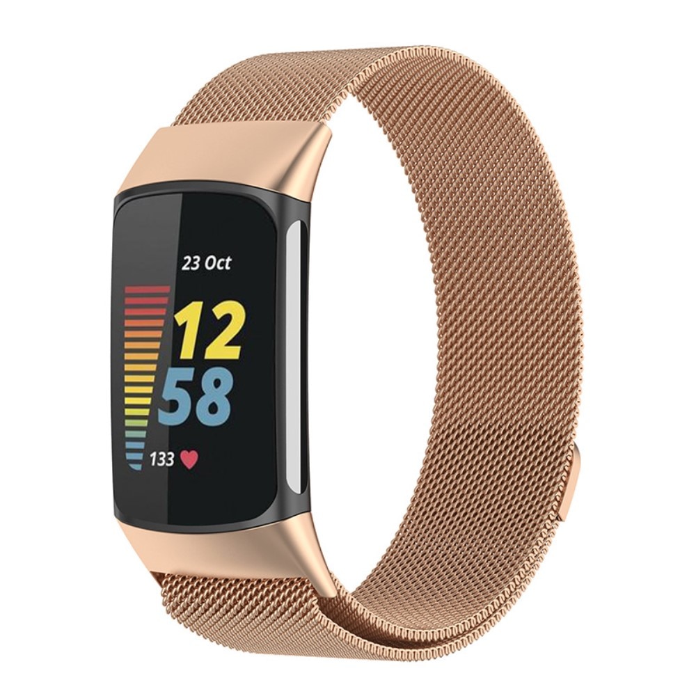 Fitbit Charge 5 Milanese Loop Band Rose Gold