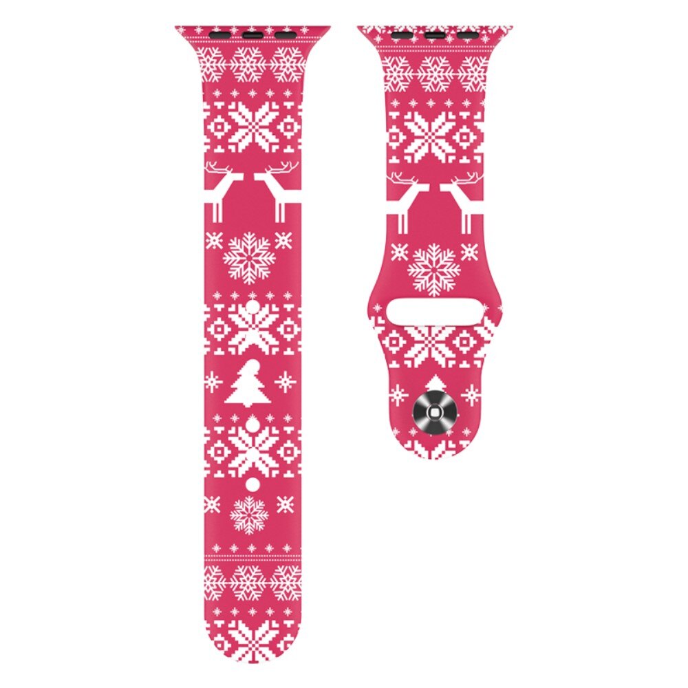 Apple Watch 45mm Series 9 Silicone Band with Christmas Design Snowflake
