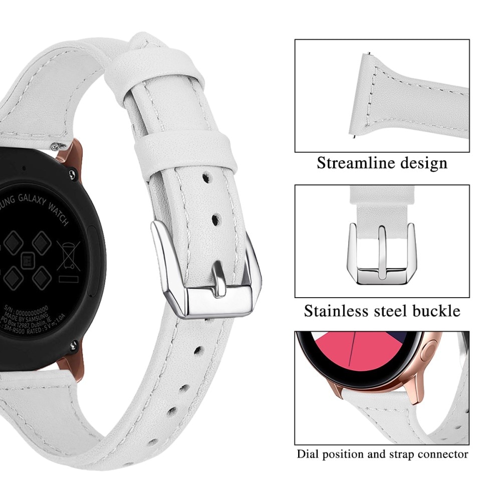 Samsung Galaxy Watch Active 2 44mm Slim Leather Strap White