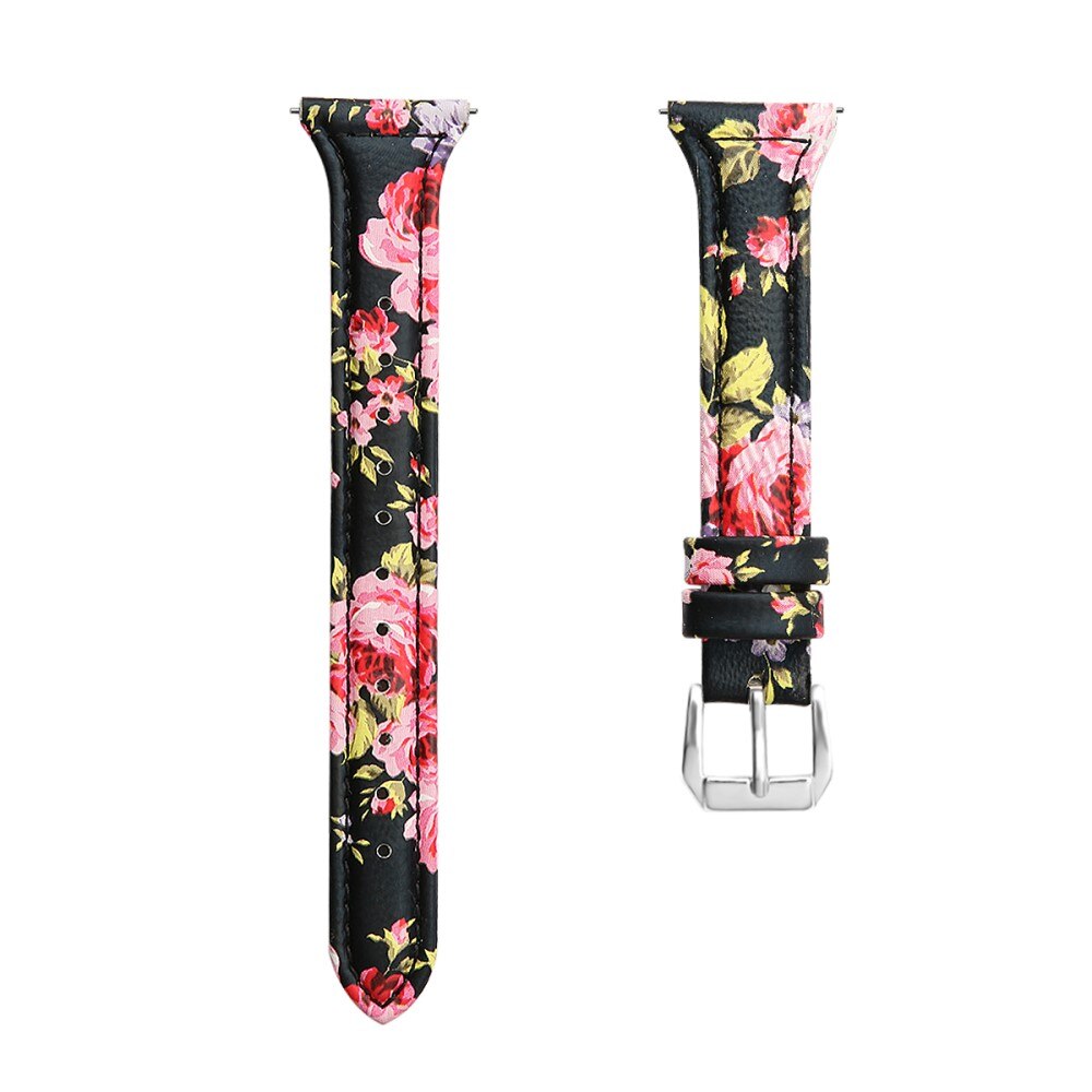 Samsung Galaxy Watch 42mm Slim Leather Strap Black Flowers