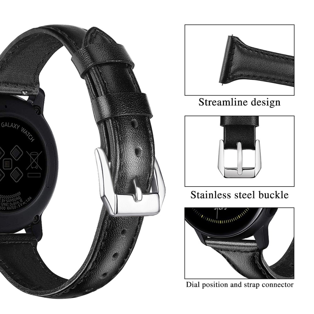 Samsung Galaxy Watch Active 2 40mm Slim Leather Strap Black