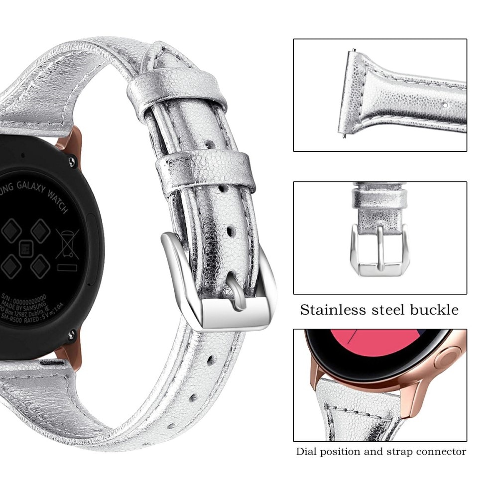 Hama Fit Watch 4910 Slim Leather Strap Silver