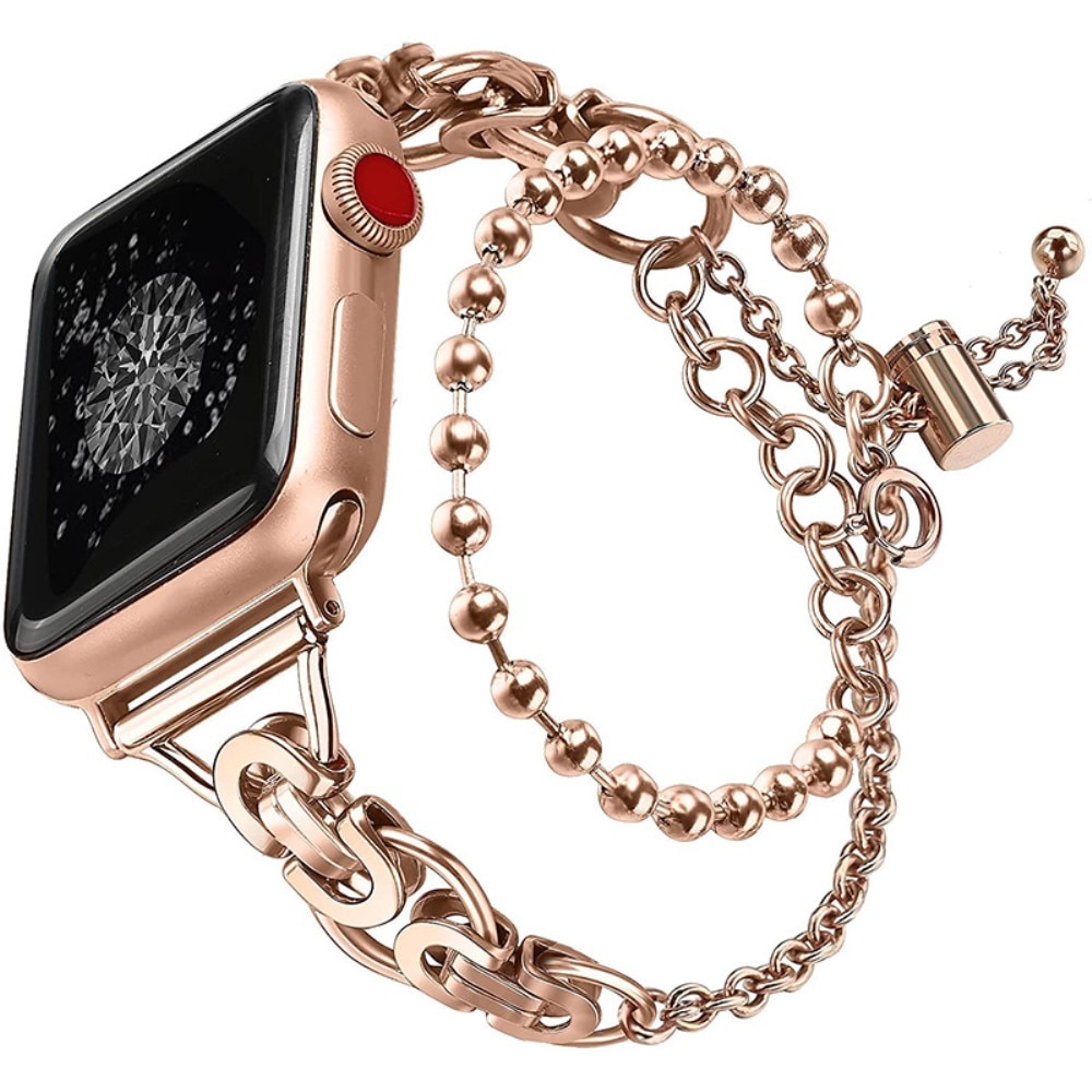 Apple Watch 45mm Series 8 Metal Band with Pearls Rose Gold