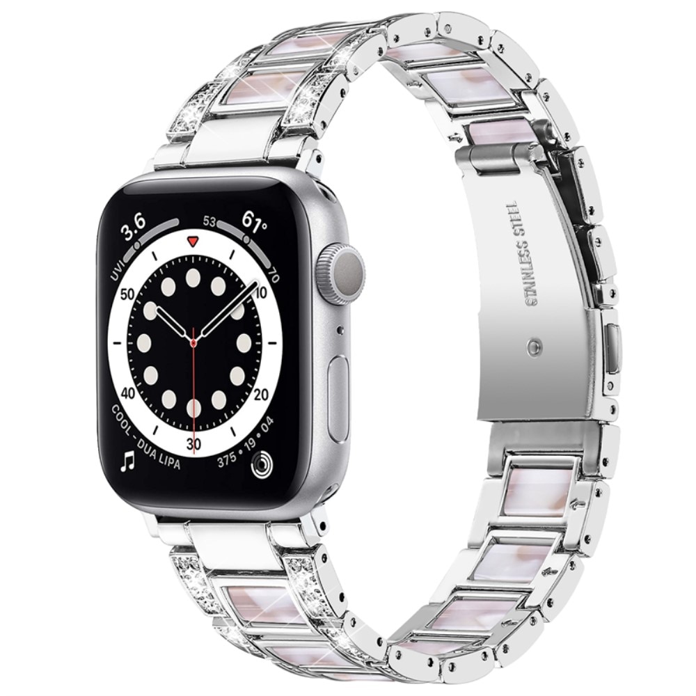 Diamond Bracelet Apple Watch 38mm Silver Pearl
