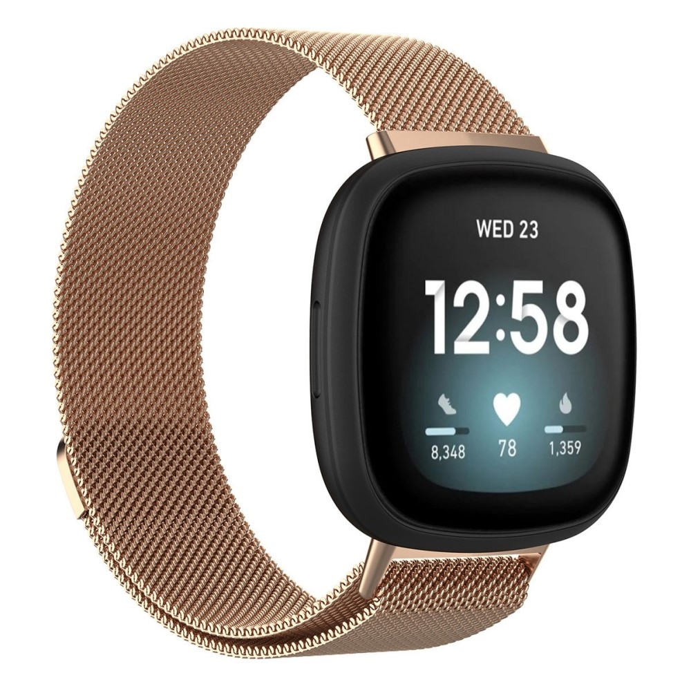 Fitbit Versa 3/Sense Milanese Loop Band Rose Gold