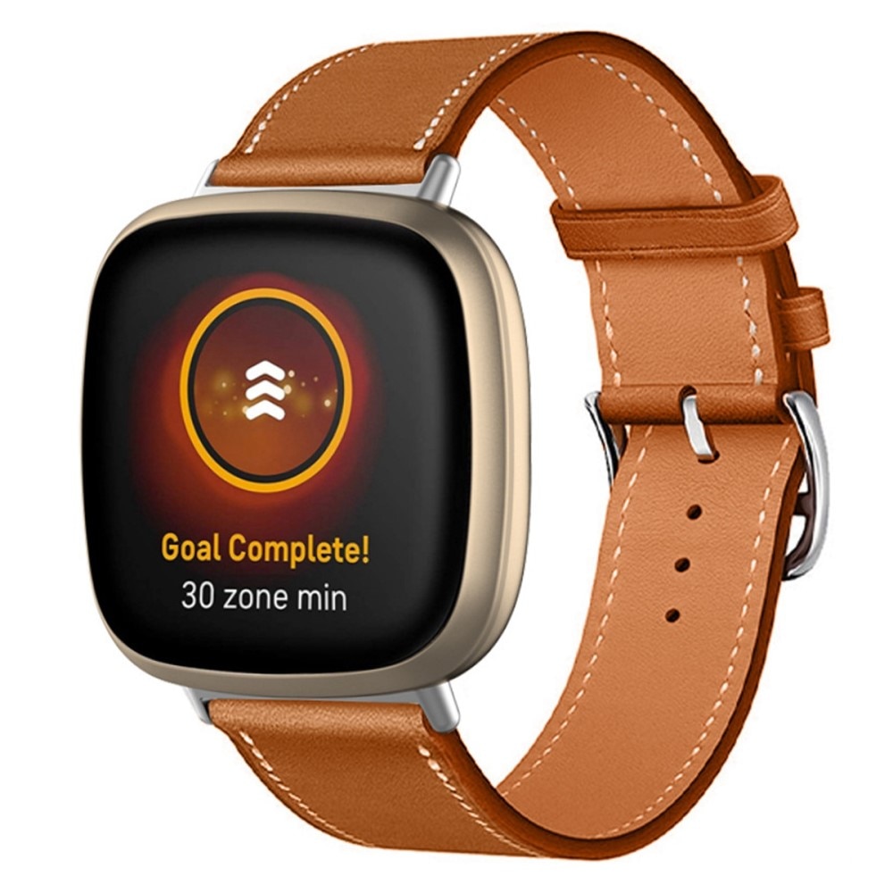 Fitbit Versa 4 Leather Strap Brown