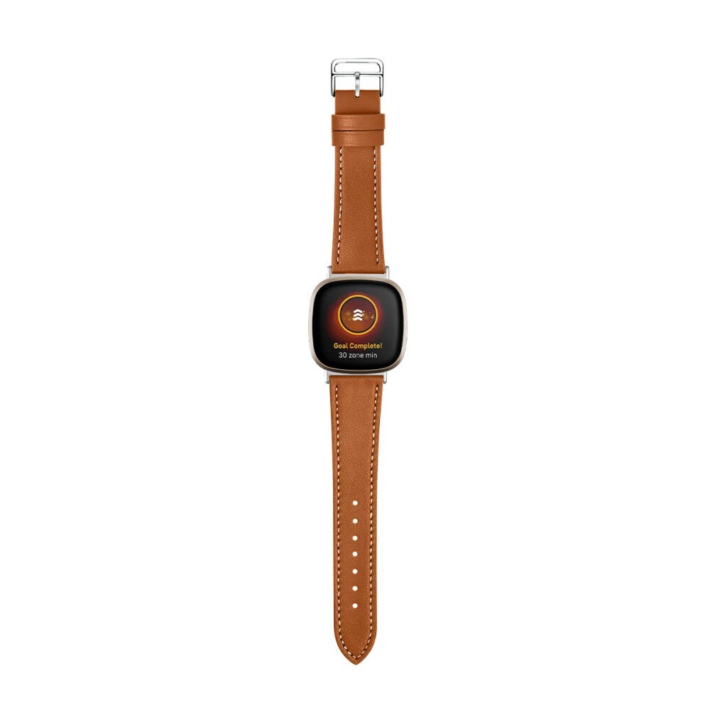 Fitbit Versa 4 Leather Strap Brown