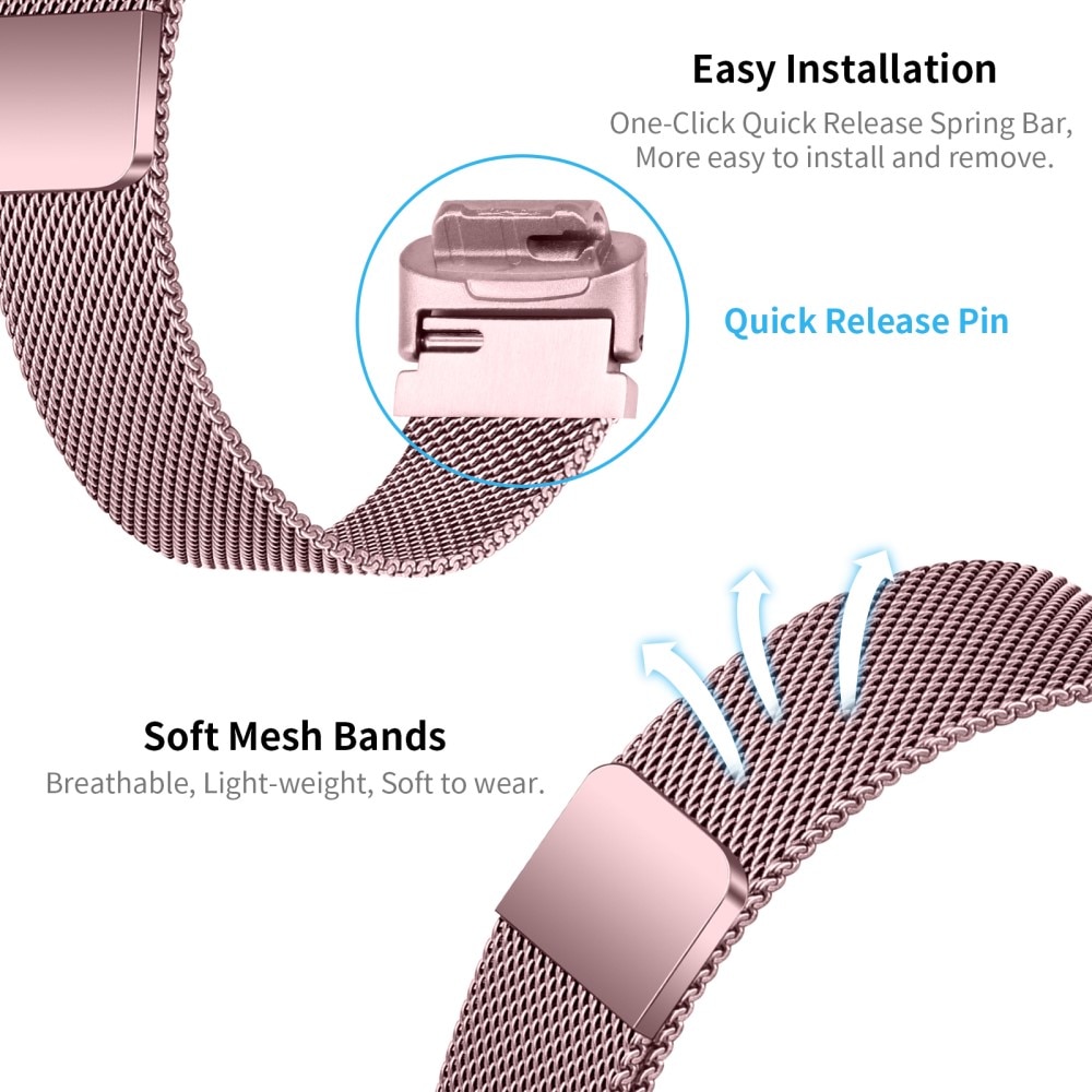 Fitbit Inspire 3 Milanese Loop Band Pink Gold