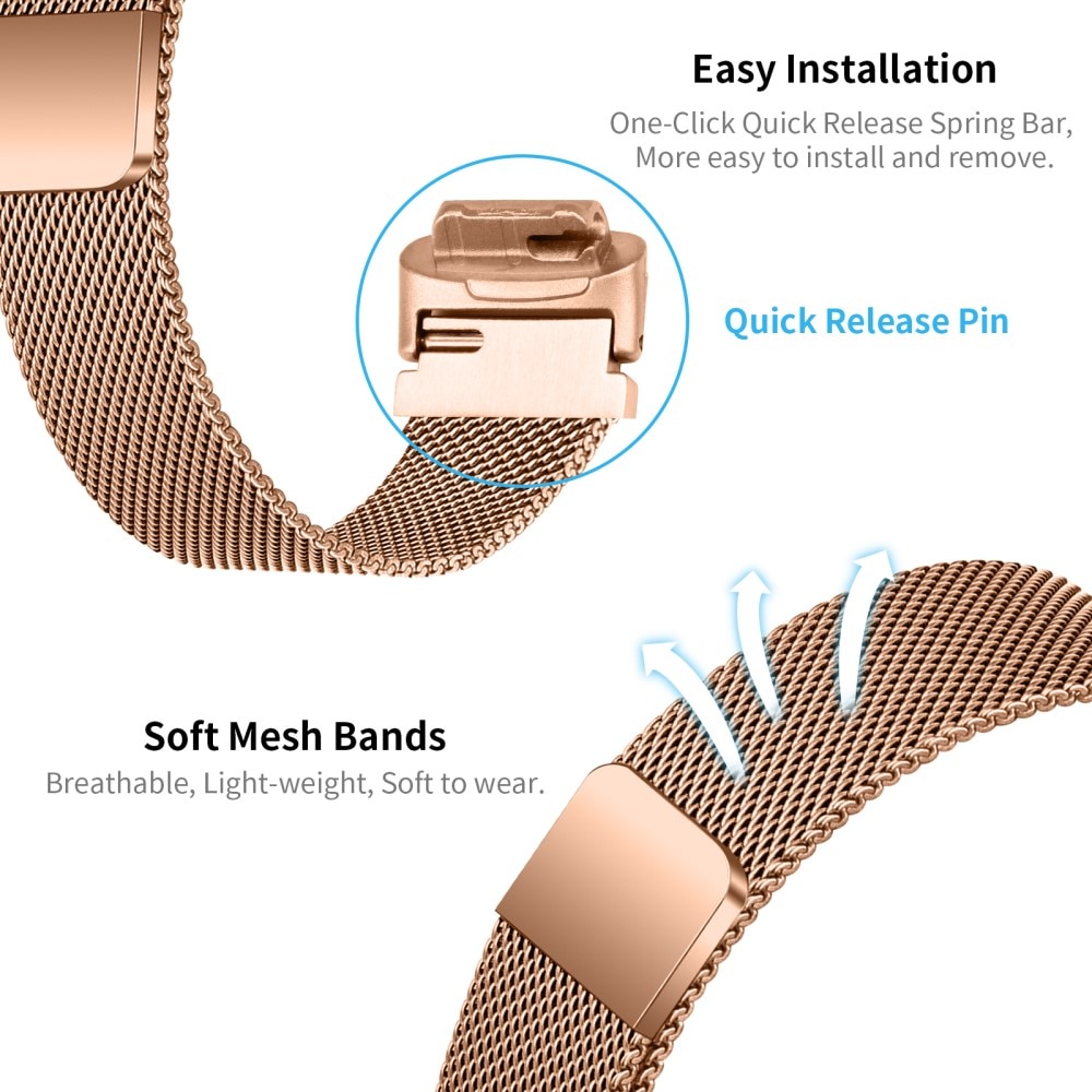 Fitbit Inspire 3 Milanese Loop Band Rose Gold