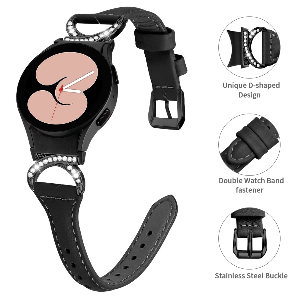 Samsung Galaxy Watch 6 40mm Full fit Rhinestone Leather Strap Black