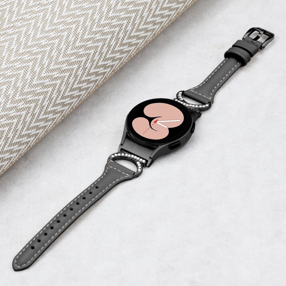 Samsung Galaxy Watch 6 44mm Full fit Rhinestone Leather Strap Black