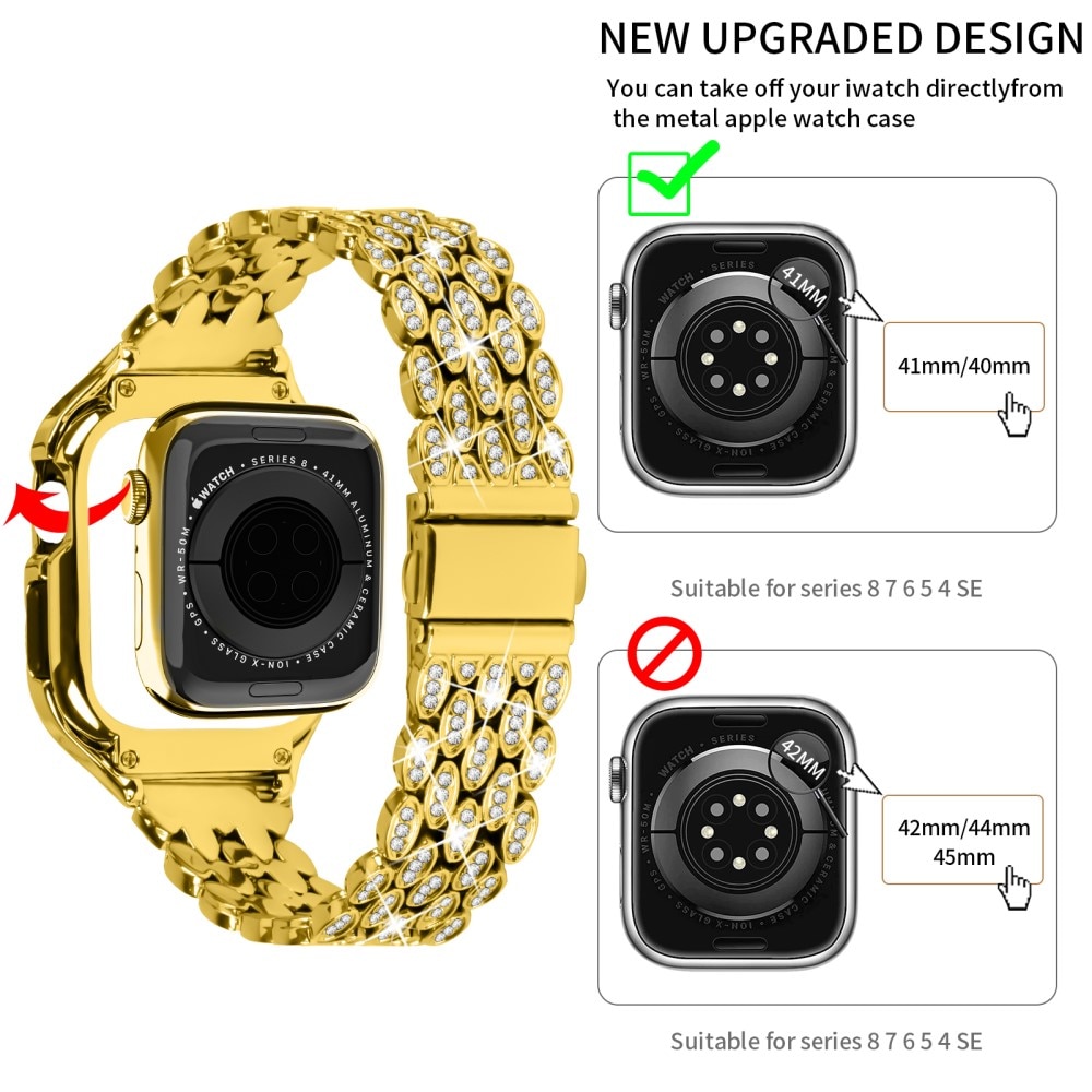 Apple Watch 41mm Series 7 Rhinestone Metal Band with Case Gold