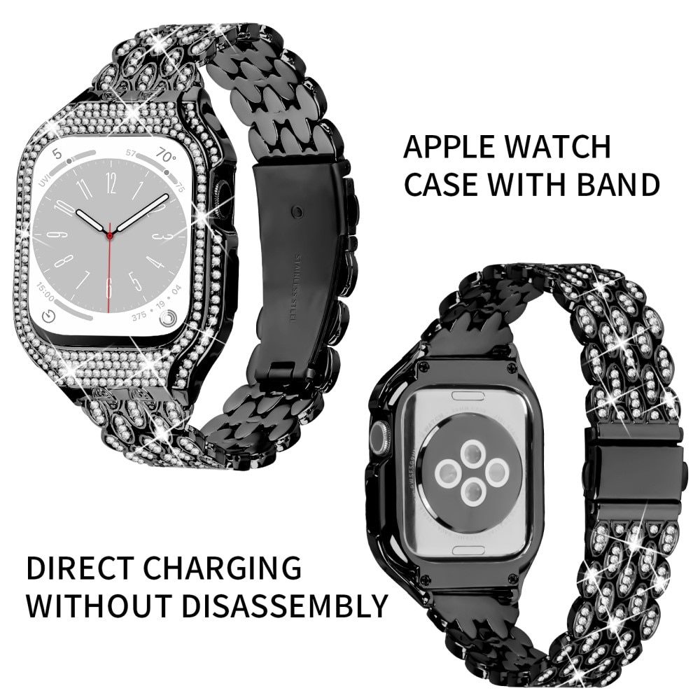 Apple Watch 41mm Series 7 Rhinestone Metal Band with Case Black