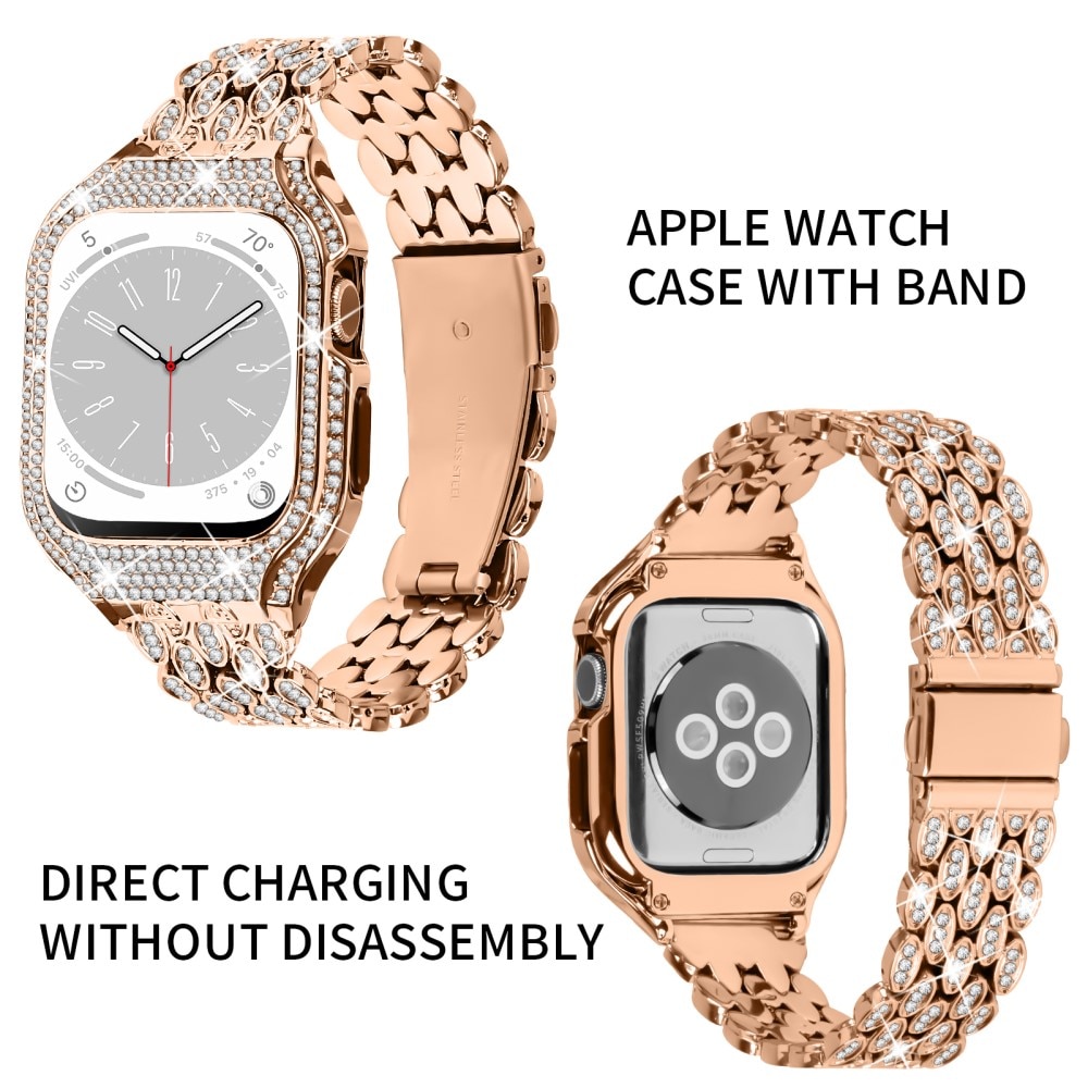 Apple Watch 41mm Series 8 Rhinestone Metal Band with Case Rose Gold